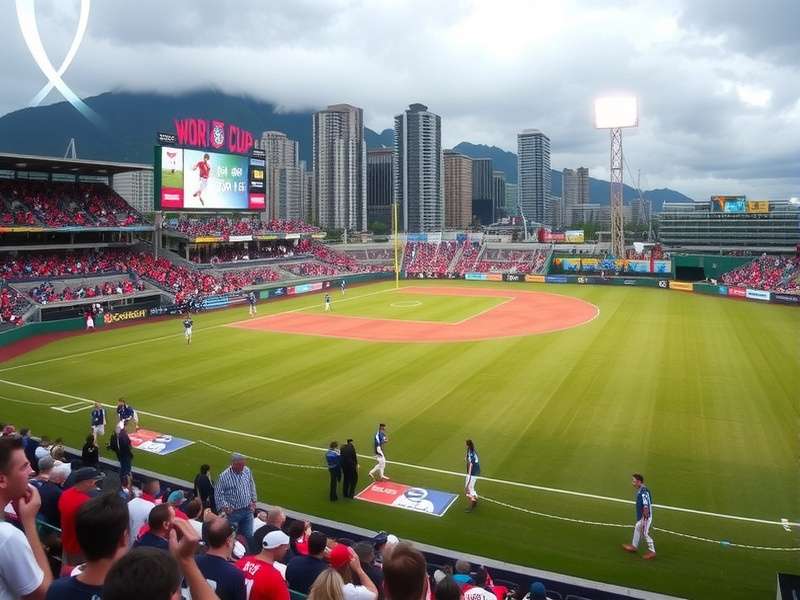 Panoramic view of Vancouver cityscape with mountains and waterfront, potential host city for World Cup games