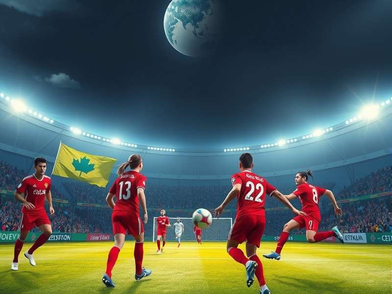 Canadian fans celebrating World Cup victory in a packed stadium