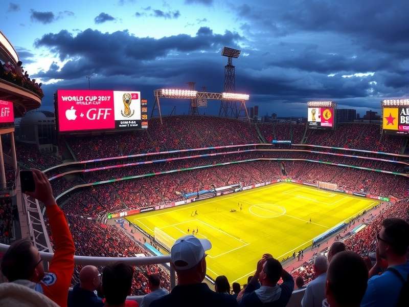 Soccer fans celebrating at Lincoln Financial Field in Philadelphia during World Cup match
