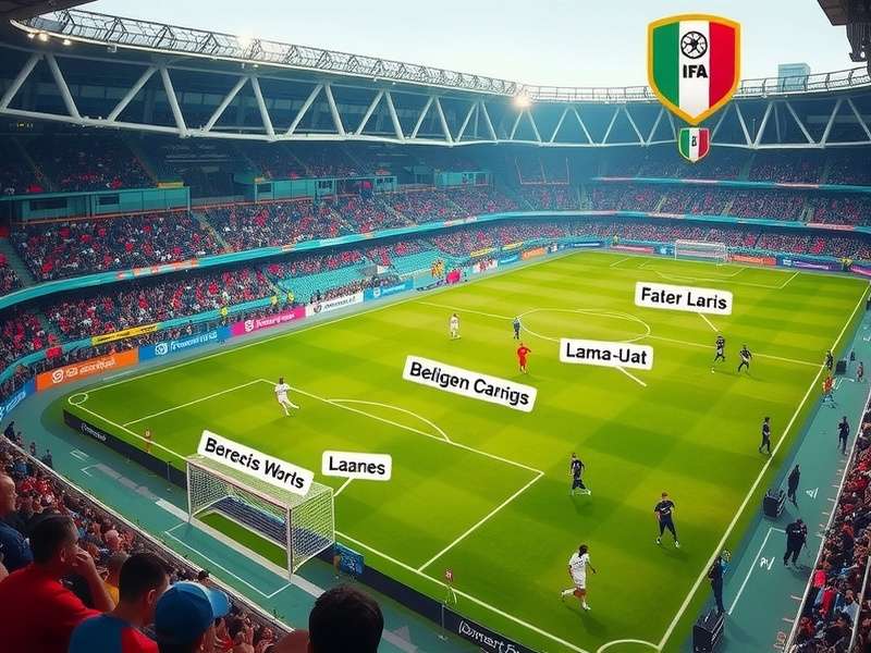 Fans from different countries celebrating together at a World Cup venue