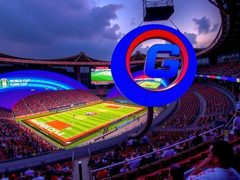 Mercedes-Benz Stadium in Atlanta illuminated at night during a soccer match