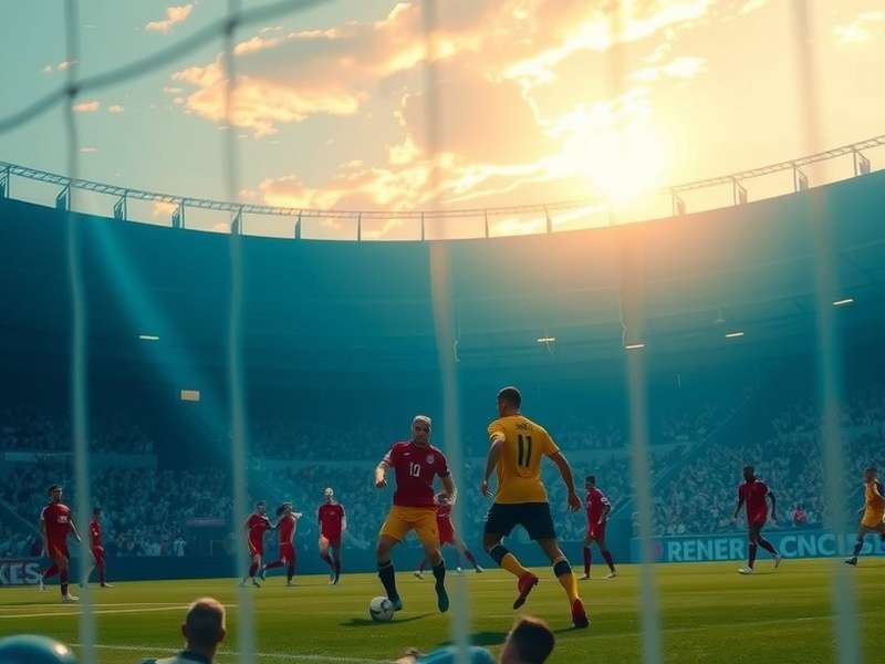 FIFA World Cup Trophy shining under stadium lights