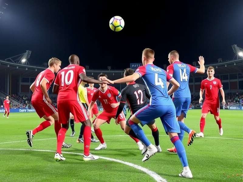 U20 World Cup match action on the pitch with young footballers competing