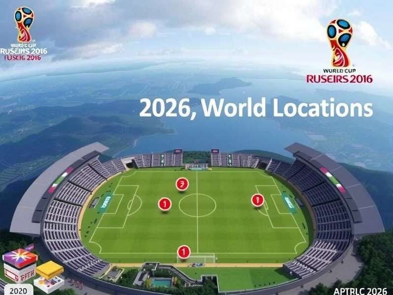 World Cup 2026 host cities map showing United States, Canada and Mexico with 16 host cities highlighted