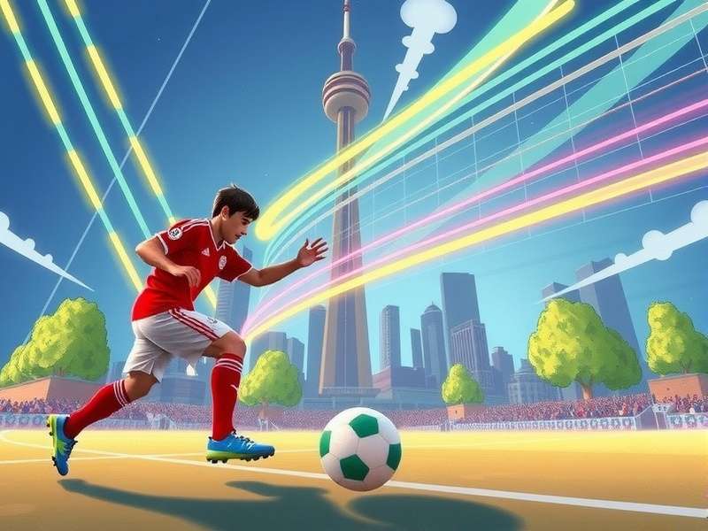 Toronto World Cup Stadium illuminated at night with crowd and floodlights